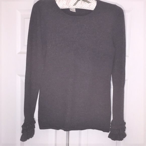 Gray Merlino wool sweater w/accent cuff sleeve - Picture 9 of 9